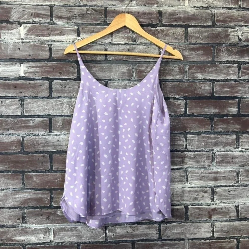 LOFT Lavender Polka Dot Camisole Women Size Medium Purple Spaghetti Strap Top - Picture 2 of 5